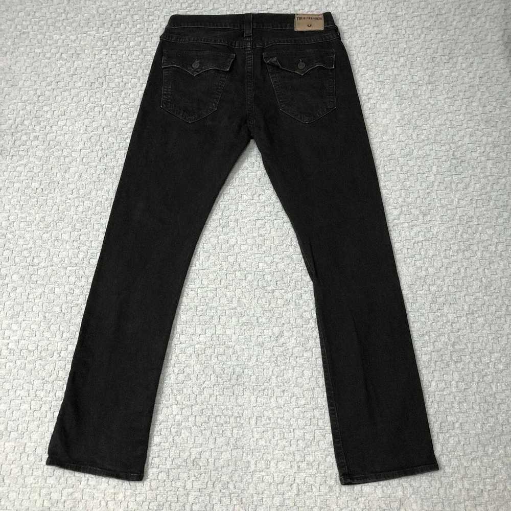 True Religion Ricky Jeans Mens 36x32 Charcoal Relaxed Straight Denim USA Stretch